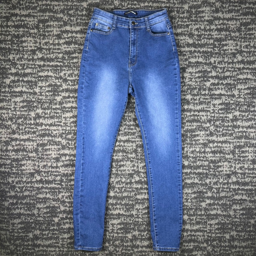 Fashion Nova Skinny Jeans Womens 11/12 Blue High Rise Stretch Medium Wash Denim